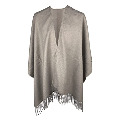 Toutacoo, Großer Poncho mit Fransen - Damen - (08-Maulwurf) von Toutacoo