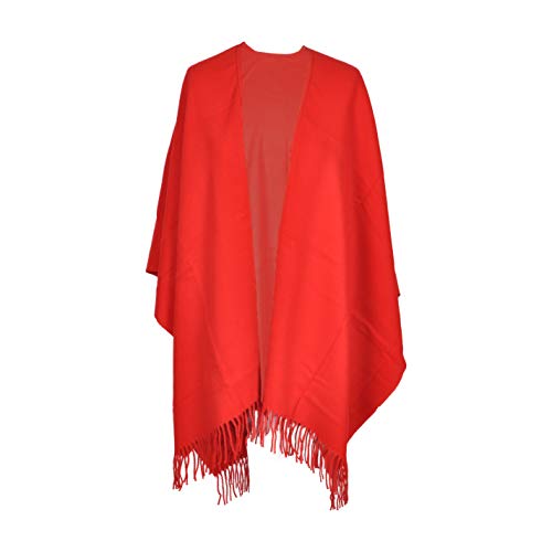Toutacoo, Poncho mit Fransen - Damen - 05-Rot von Toutacoo