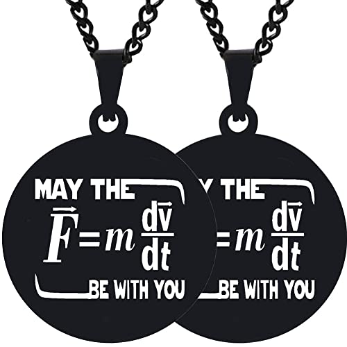 Toveve 2-teiliges Schmuck-Set mit Gravur "May The Force (Equation) Be With You", Edelstahl, Unisex-Anhänger, Edelstahl von Toveve