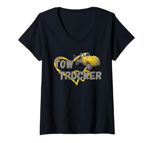Damen Abschleppwagen Herz Abschleppwagen Operator T-Shirt mit V-Ausschnitt Damen Abschleppwagen Herz Abschleppwagen Operator T-Shirt mit V-Ausschnitt von Tow Truck Driver Operator Tow Trucker Present