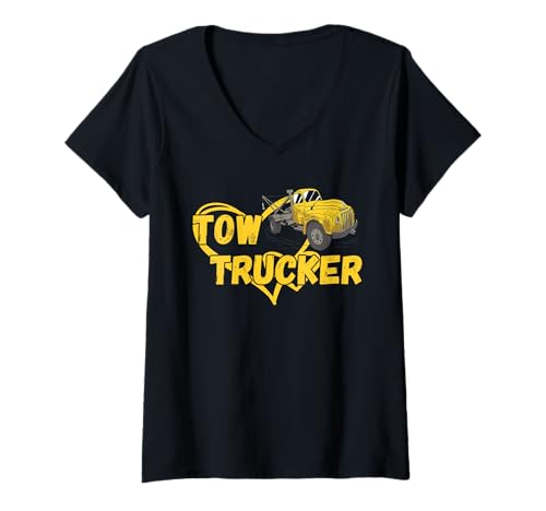 Damen Abschleppwagen Herz Abschleppwagen Operator T-Shirt mit V-Ausschnitt Damen Abschleppwagen Herz Abschleppwagen Operator T-Shirt mit V-Ausschnitt von Tow Truck Driver Operator Tow Trucker Present