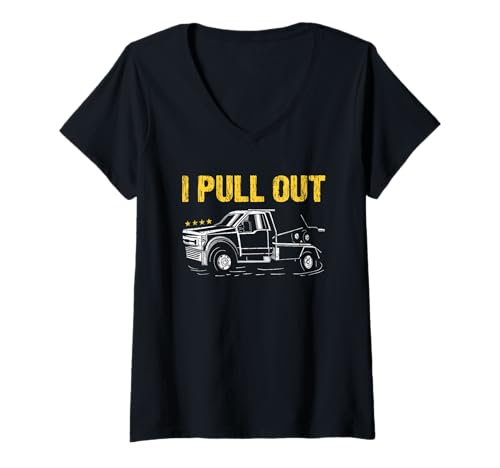 Damen I Pull Out Abschleppwagen Operator T-Shirt mit V-Ausschnitt von Tow Truck Driver Operator Tow Trucker Present