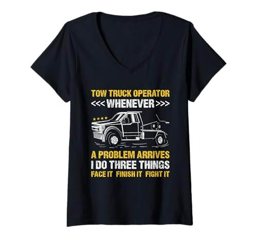 Damen Immer wenn EIN Problem auftaucht, Mache ich DREI Dinge: Tow Truck Opera T-Shirt mit V-Ausschnitt Damen Immer wenn EIN Problem auftaucht, Mache ich DREI Dinge: Tow Truck Opera T-Shirt mit V-Ausschnitt von Tow Truck Driver Operator Tow Trucker Present