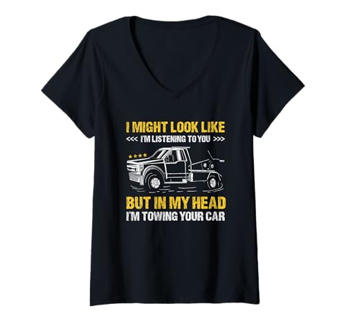 Damen In Meinem Kopf schleppe ich deinen Autoabschleppwagenfahrer ab T-Shirt mit V-Ausschnitt Damen In Meinem Kopf schleppe ich deinen Autoabschleppwagenfahrer ab T-Shirt mit V-Ausschnitt von Tow Truck Driver Operator Tow Trucker Present