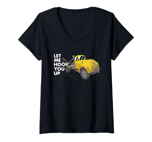 Damen Let Me Hook You Up Abschleppwagen-Operator T-Shirt mit V-Ausschnitt Damen Let Me Hook You Up Abschleppwagen-Operator T-Shirt mit V-Ausschnitt von Tow Truck Driver Operator Tow Trucker Present