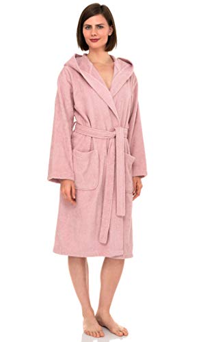 TowelSelections Damen-Bademantel mit Kapuze, 100 % Baumwolle, weich, Frottee, Duschbademäntel für Damen, Coral Blush, Small von TowelSelections