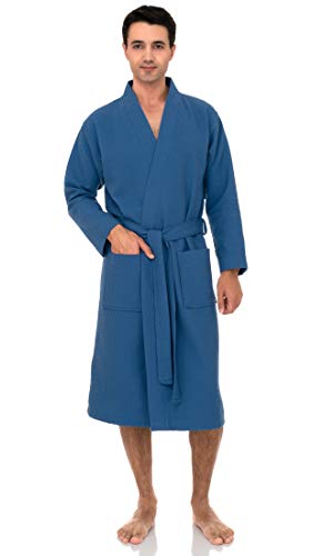 TowelSelections Herren-Bademantel, Waffelmuster, weicher Kimono-Bademantel, Stern Saphir, Large-X-Large von TowelSelections