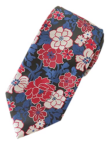 Towergem Extra lange Blau/Rot Florale Krawatte XL 160 cm lange Geschäftsanzug Herren Krawatte von Towergem