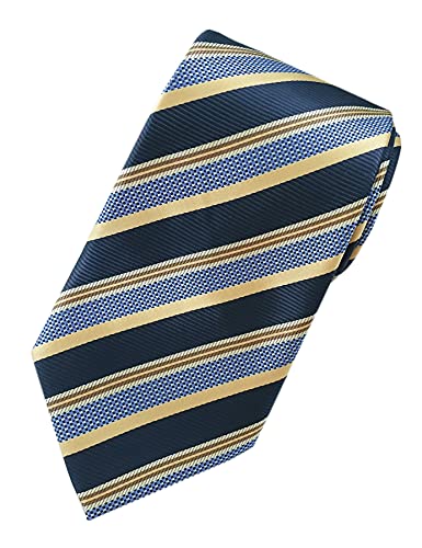 Towergem Extra lange Blau/gold Streifen Krawatte XL 160 cm lange Geschäftsanzug Herren Krawatte von Towergem