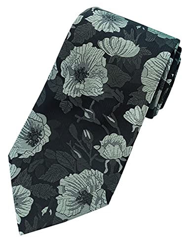 Towergem Extra lange Krawatte 160 cm Florals Herren gewebter Jacquard Handarbeit XL Krawatte, Grün/Dunkelgrau, X-Large von Towergem
