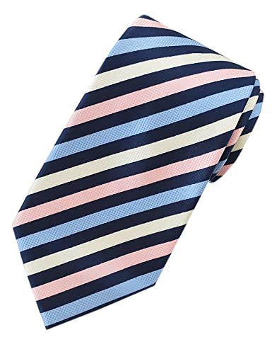 Towergem Extra lange Rosa/Blau Streifen Krawatte XL 160 cm lange Geschäftsanzug Herren Krawatte von Towergem