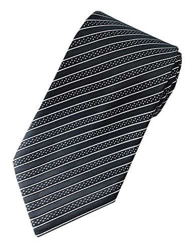Towergem Extra lange Schwarz/silber Streifen Krawatte XL 160 cm lange Geschäftsanzug Herren Krawatte von Towergem