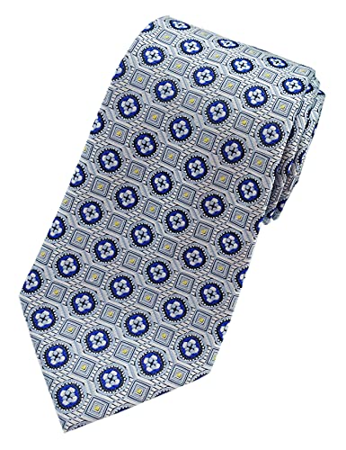 Towergem Extra lange Silber/Blau Florale Krawatte XL 160 cm lange Geschäftsanzug Herren Krawatte von Towergem