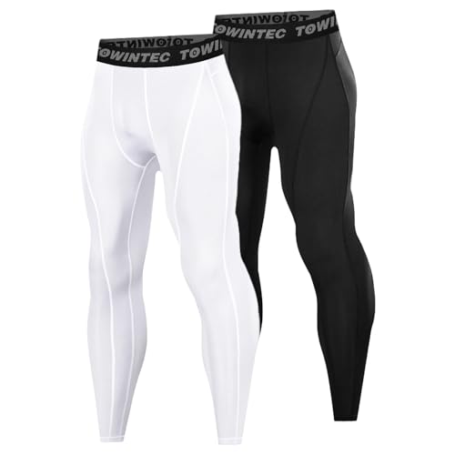 Towintec Herren Kompressionshose Lang Atmungsaktiv Laufhosen Funktionsunterhose Fitness Athletisches Radfahren Strumpfhose Trainingshose Baselayer Sporthose Grundschicht für Männer Gym Joggen von Towintec