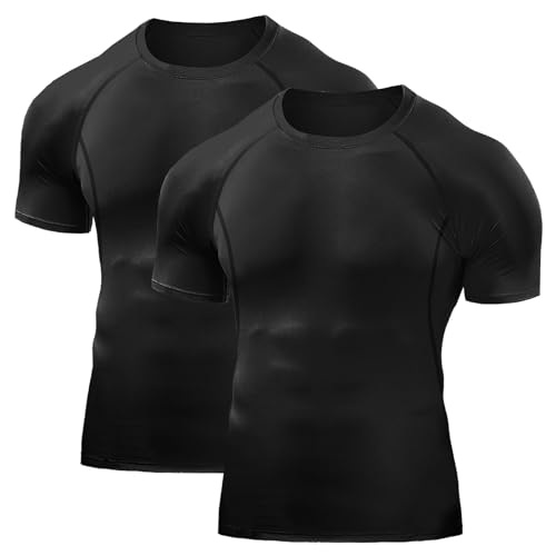 Towintec Herren Kompressionsshirt Kurzarm Rundhalsausschnitt Laufshirt Jogging Grundschicht Classics Funktionsshirt Atmungsaktiv T Shirt Schnelltrocknend Gym Bodybuilding Männer Muske Tops von Towintec