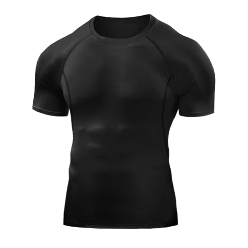 Towintec Herren Kompressionsshirt Kurzarm Rundhalsausschnitt Laufshirt Jogging Grundschicht Classics Funktionsshirt Atmungsaktiv T Shirt Schnelltrocknend Gym Bodybuilding Männer Muske Tops von Towintec