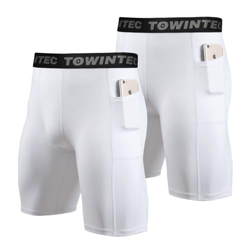 Towintec Herren Kompressionsshorts Läuft Kurz Schnelltrocknendes Baselayer-Hosen Atmungsaktive Basketball Basisschicht Sporthose Tights Basketball Unterhose Sportlich Leggings mit Handytasche von Towintec