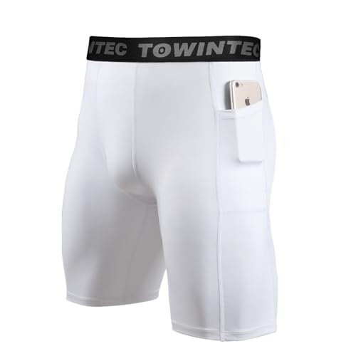 Towintec Herren Kompressionsshorts Läuft Kurz Schnelltrocknendes Baselayer-Hosen Atmungsaktive Basketball Basisschicht Sporthose Tights Basketball Unterhose Sportlich Leggings mit Handytasche von Towintec