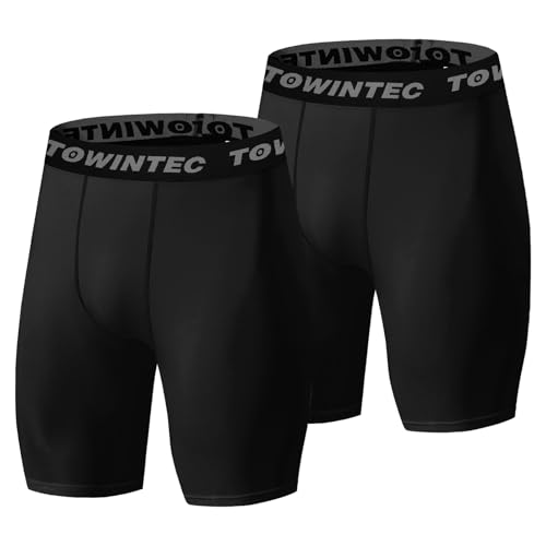 Towintec Herren Kompressionsshorts Sport Läuft kurz Atmungsaktive Jogginghose Strumpfhosen Unterhose Schnelltrocknendes Baselayer-Hosen Leggings Laufhose Muskeln Trainingshose Sport Yoga Leggings von Towintec