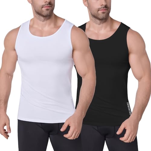 Towintec Herren Kompressionwesetes Tank Top Atmungsaktiv Sommer Shirt mit Rundhals-Langarmshirt Fußball Basketball Laufen Muskelshirt Manner Sportliche Freizeitshirt von Towintec