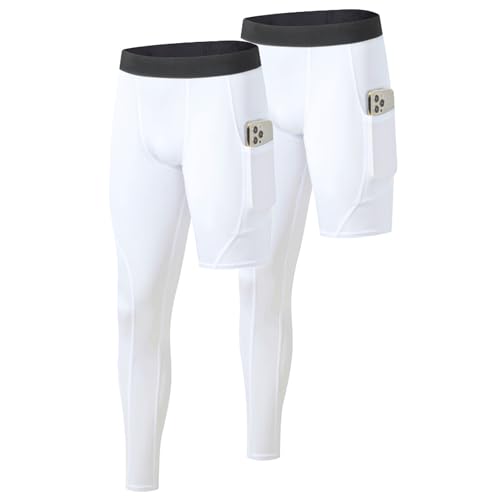 Towintec Kompressionshose Herren Laufhose Langlang Einbeinige mit Taschen Atmungsaktiv Hose Basketball Unterhose Trainingshose Athletisches Sporthose Grundschicht Radfahren Funktionsunterhose von Towintec