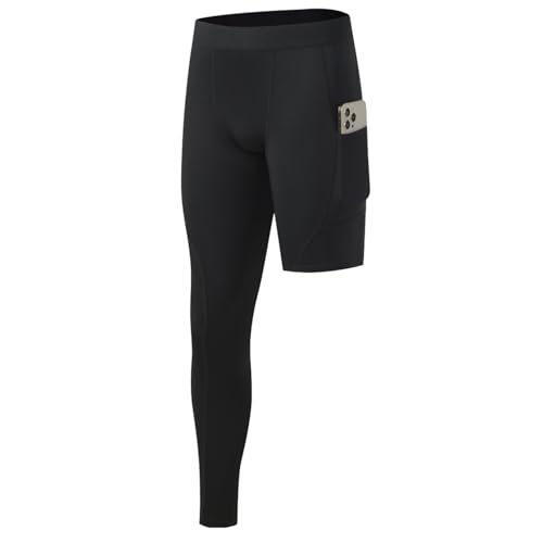 Towintec Kompressionshose Herren Laufhose Langlang Einbeinige mit Taschen Atmungsaktiv Hose Basketball Unterhose Trainingshose Athletisches Sporthose Grundschicht Radfahren Funktionsunterhose von Towintec