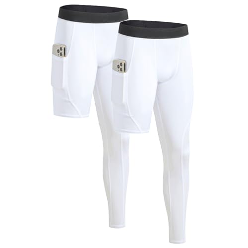 Towintec Kompressionshose Herren Laufhose Langlang Einbeinige mit Taschen Atmungsaktiv Hose Basketball Unterhose Trainingshose Athletisches Sporthose Grundschicht Radfahren Funktionsunterhose von Towintec