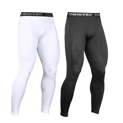 Towintec Kompressionshose Lang Herren Funktionsunterhose Atmungsaktiv Laufhose Fussball Unterhose Gym Trainingshose Athletisches Sporthose Under wear für Basketball Fitness Radfahren Grundschicht von Towintec