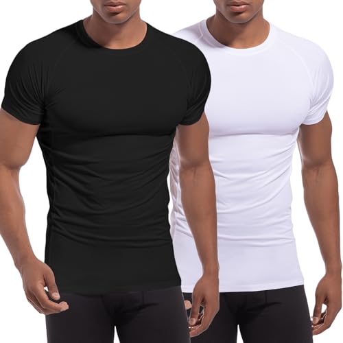 Towintec Kompressionsshirt Herren Atmungsaktive Mesh-Basisschicht Schnelltrocknend Männer Kurzarm Runder Funktionsshirt Laufshirt Jogging Grundschicht Classics Muske Tops T Shirt Gym Bodybuilding von Towintec