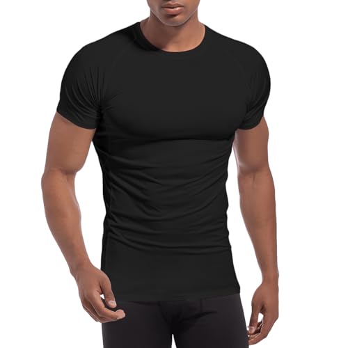 Towintec Kompressionsshirt Herren Atmungsaktive Mesh-Basisschicht Schnelltrocknend Männer Kurzarm Runder Funktionsshirt Laufshirt Jogging Grundschicht Classics Muske Tops T Shirt Gym Bodybuilding von Towintec