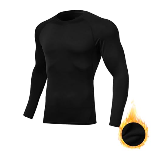 Towintec Kompressionsshirt Herren Langarm Funktionsshirt Männer Sportshirt Atmungsaktiv Thermische Basisschicht Fleecegefüttertes Sport Langarm Top Kompressions-Basisschicht für Laufen Ski Wandern von Towintec