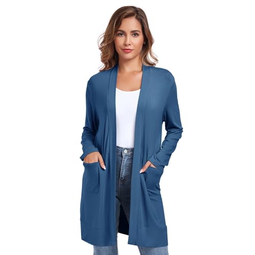TownCat Damen Strickjacke Lang Mit Taschen Langarm Offener Strickmantel Cardigan Damen Lang Elegant Dünn Kultivieren Lässig Leichte Belüftung Marine XXL TownCat Damen Strickjacke Lang Mit Taschen Langarm Offener Strickmantel Cardigan Damen Lang Elegant Dünn Kultivieren Lässig Leichte Belüftung Marine XXL von TownCat
