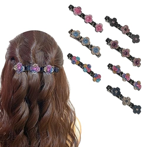 7 Stück Doppelschicht Haarspangen ​haarspangen damen mit Strass-Kristallsteinen, Geflochtene Haarklammern für Damen, haarspangen damen dünnes haar, Glitzernde Clip-in Accessoires von TownTop