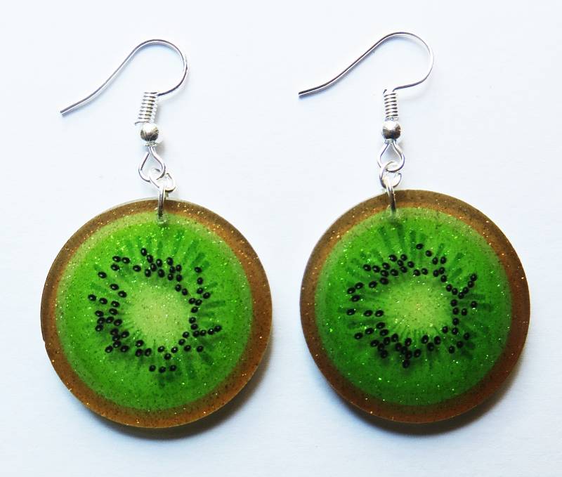 Glitzernde Kiwi Frucht Ohrringe Glitzernde Kiwi Frucht Ohrringe von ToxicGlamour