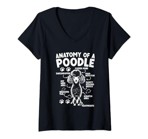 Damen Anatomy Of A Poodle Pudel Dog Owner T-Shirt mit V-Ausschnitt von Toy Poodle Dog Lover Gifts Poodles