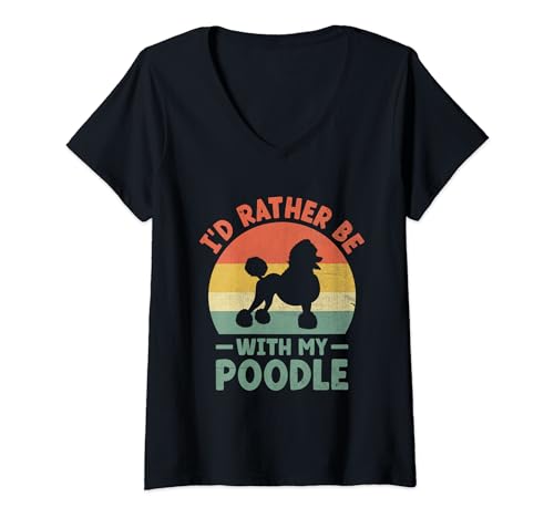 Damen Ich wäre lieber bei meinem Pudelpudel-Hundebesitzer T-Shirt mit V-Ausschnitt von Toy Poodle Dog Lover Gifts Poodles
