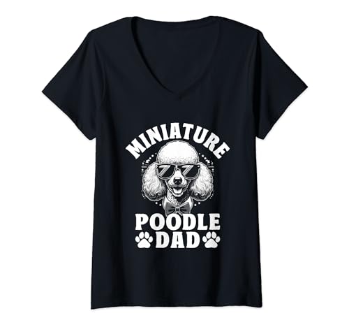 Damen Miniatur Pudel Papa Pudel Hundebesitzer T-Shirt mit V-Ausschnitt von Toy Poodle Dog Lover Gifts Poodles