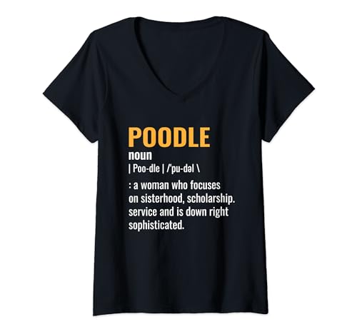 Damen Poodle A Woman Who Focuses On Sisterhood Pudel Dog Owner T-Shirt mit V-Ausschnitt von Toy Poodle Dog Lover Gifts Poodles