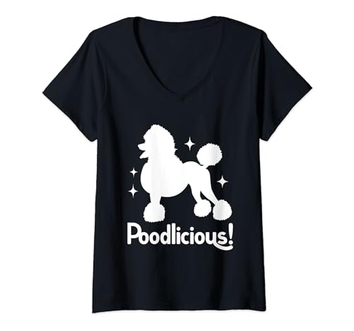 Damen Poodlicious Pudel Hundebesitzer Pudel Hunde T-Shirt mit V-Ausschnitt von Toy Poodle Dog Lover Gifts Poodles
