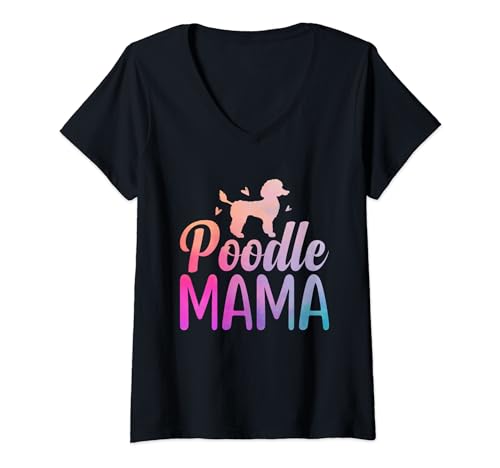 Damen Pudel Mama Hundebesitzer Pudel Hunde T-Shirt mit V-Ausschnitt von Toy Poodle Dog Lover Gifts Poodles