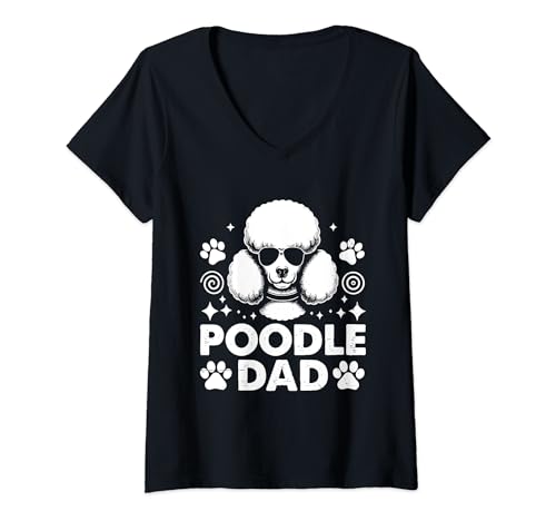 Damen Pudel Papa Spielzeug Pudel Hundebesitzer T-Shirt mit V-Ausschnitt von Toy Poodle Dog Lover Gifts Poodles