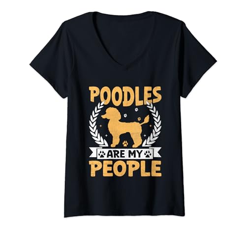 Damen Pudel sind meine Leute Pudel Hundebesitzer Hunde T-Shirt mit V-Ausschnitt von Toy Poodle Dog Lover Gifts Poodles