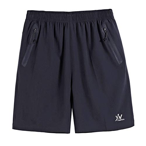 Kurze Sport und Freizeit Hose für Herren, Schnelltrocknend Cargoshorts Trainingshose mit Reißverschluss Taschen - Fürs Training, Sport, Fitness, Laufen und Gym A2-Blau,5XL von ToySdeal