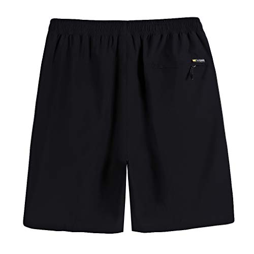 Kurze Sport und Freizeit Hose für Herren, Schnelltrocknend Cargoshorts Trainingshose mit Reißverschluss Taschen - Fürs Training, Sport, Fitness, Laufen und Gym A2-Schwarz,5XL von ToySdeal