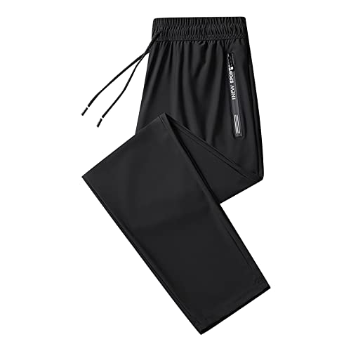 ToySdeal Herren Leicht Sommer Jogginghose Lange Outdoor Freizeithose Schnelltrocknend Trainingsanzug mit Zip-Taschen Einfarbig Stretchbund Fitness Sportswear für Gym, Yoga (Sweathosen A2-BK2,6XL) von ToySdeal