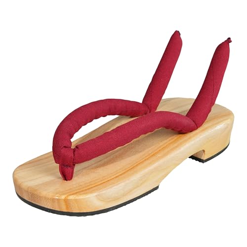 Anime Unisex Cosplay Vielseitige Sommer Holz Clog Schuhe Japanische Cosplay Oshitari Prop, tiefes rot, 37 EU von Toyep Cosplay