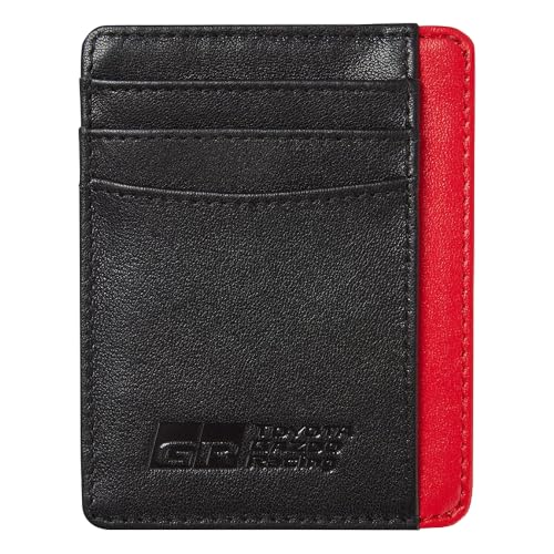 TOYOTA GAZOO Racing Kartenetui aus Leder, Schwarz und Rot, schlankes Design, schwarz / rot, Compact, Schlanker Kartenhalter von Toyota Gazoo Racing