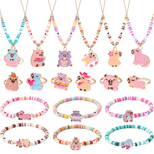 Toyssa 18 Stück Schmuckset Mädchen mit Kette Armband Ringe, Kinderschmuck Party Mitgebsel Kindergeburtstag Gastgeschenke für Teenager Frauen Geschenk Mädchen 4 5 6 7 8 9 10 Jahre von Toyssa