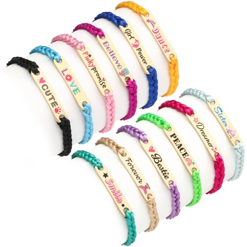 Toyssa 12 Stück Armband Mädchen Freundschaftsarmbänder Kinder, Party Mitgebsel Kindergeburtstag Gastgeschenke Einstellbare Geflochten Armband Schmuck für Mädchen Teenager Frauen von Toyssa
