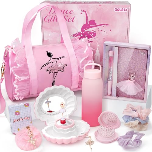 Toyssa Ballett Geschenk Mädchen 5 6 7 8 9 10 Jahre, Sporttasche Kinder Spieluhr Mädchen Wasserflasche Glitzer Notizbuch Halskette, Geburtstag Geschenke ab 5-12 Jahre Mädchen Kinder von Toyssa